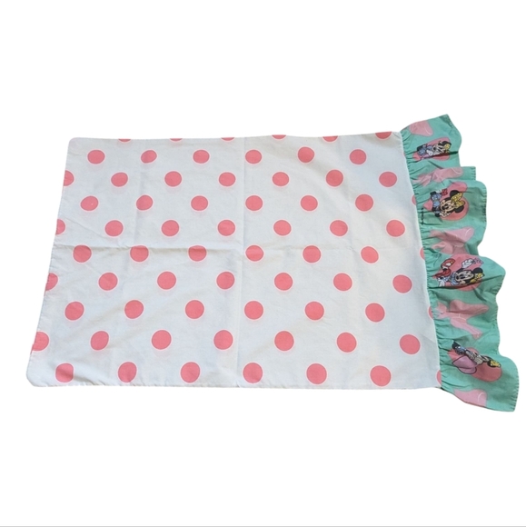 Disney Minnie Mouse Sham Vintage Polka Dot Ruffle Standard Pillowcase - Picture 4 of 5